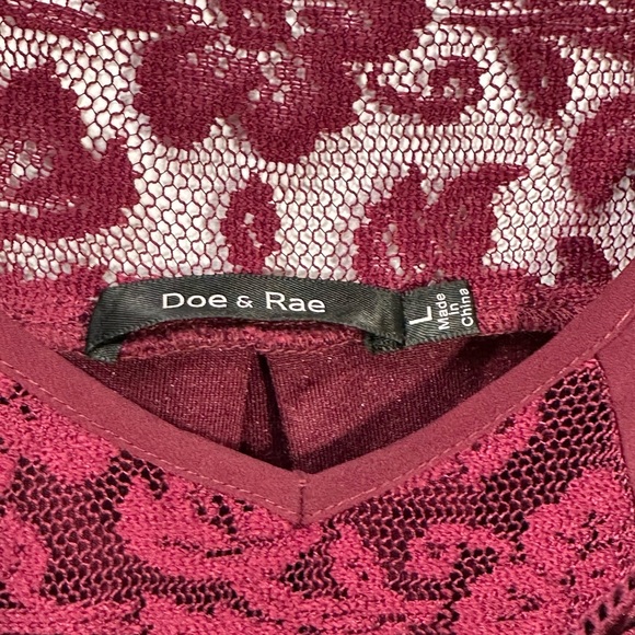 Women's Doe & Rae Cranberry Dark Red Crushed Velvet Flowy Tank - Picture 7 of 10